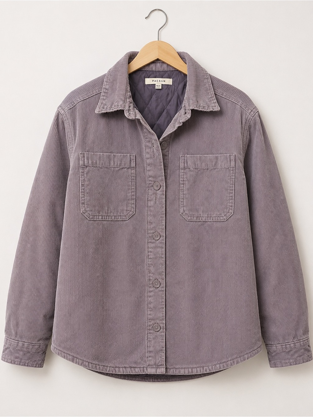 PacSun Quilted Corduroy Shacket - Dusty Lavender